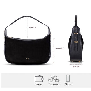 Dolcezza Suede Leather Women's Bag, Black - BlackBrook Case