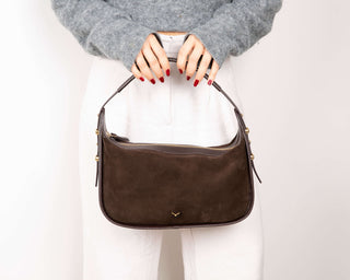 Dolcezza Suede Leather Women's Bag, Brown - BlackBrook Case