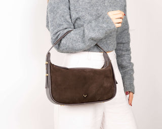 Dolcezza Suede Leather Women's Bag, Brown - BlackBrook Case