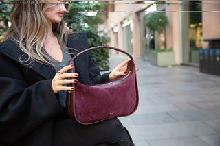 Dolcezza Suede Leather Women's Bag, Burgundy - BlackBrook Case