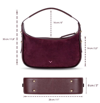 Dolcezza Suede Leather Women's Bag, Burgundy - BlackBrook Case
