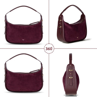 Dolcezza Suede Leather Women's Bag, Burgundy - BlackBrook Case