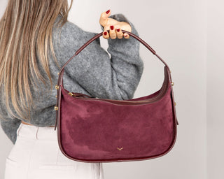 Dolcezza Suede Leather Women's Bag, Burgundy - BlackBrook Case