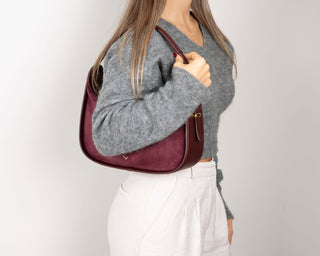 Dolcezza Suede Leather Women's Bag, Burgundy - BlackBrook Case