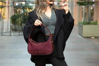 Dolcezza Suede Leather Women's Bag, Burgundy - BlackBrook Case