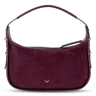 Dolcezza Suede Leather Women's Bag, Burgundy - BlackBrook Case