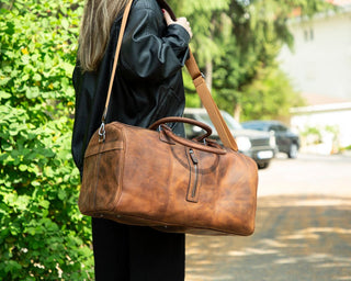 Dolly Full - Grain Leather Weekender Bag, Brown - BlackBrook Case