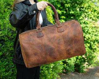 Dolly Full - Grain Leather Weekender Bag, Brown - BlackBrook Case