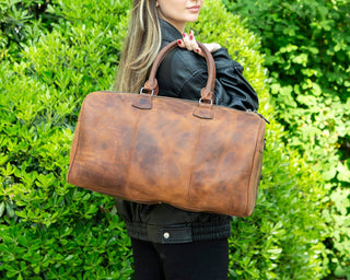 Dolly Full - Grain Leather Weekender Bag, Gray - BlackBrook Case