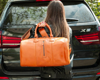 Dolly Full - Grain Leather Weekender Bag, Gray - BlackBrook Case