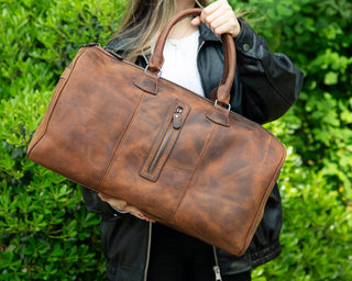 Dolly Full - Grain Leather Weekender Bag, Gray - BlackBrook Case