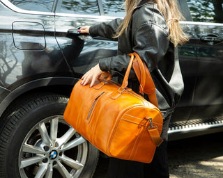 Dolly Full - Grain Leather Weekender Bag, Saddle Brown - BlackBrook Case