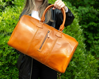 Dolly Full - Grain Leather Weekender Bag, Saddle Brown - BlackBrook Case