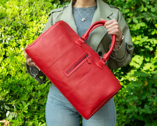 Dolly Leather Weekender Bag, Pebble Red - UnBranded