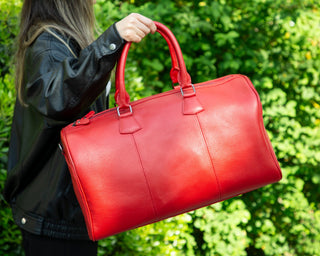 Dolly Leather Weekender Bag, Pebble Red - UnBranded