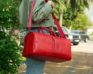 Dolly Leather Weekender Bag, Pebble Red - UnBranded