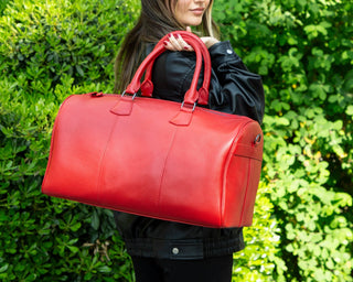 Dolly Leather Weekender Bag, Pebble Red - UnBranded