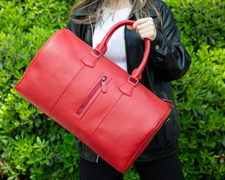 Dolly Leather Weekender Bag, Pebble Red - UnBranded