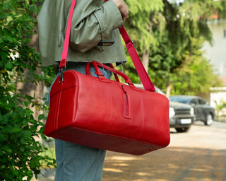 Dolly Leather Weekender Bag, Pebble Red - UnBranded