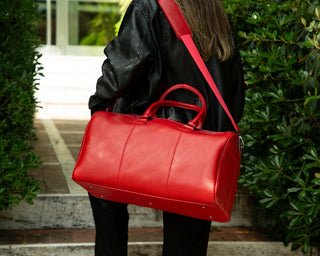 Dolly Leather Weekender Bag, Pebble Red - UnBranded