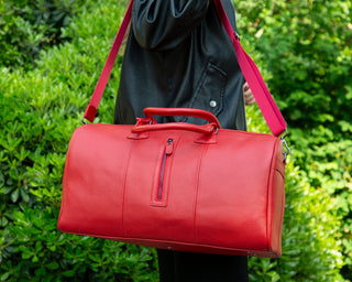 Dolly Leather Weekender Bag, Pebble Red - UnBranded