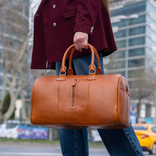 Dolly Full-Grain Leather Weekender Bag, Burnished Tan - BlackBrook Case