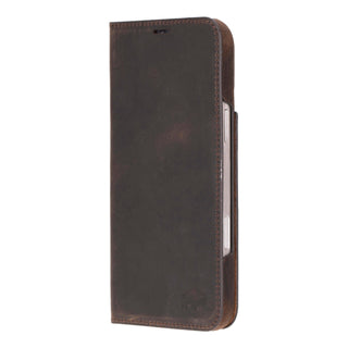 Easton iPhone 16 Plus Slim Book Folio Case, Distressed Coffee - BlackBrook Case