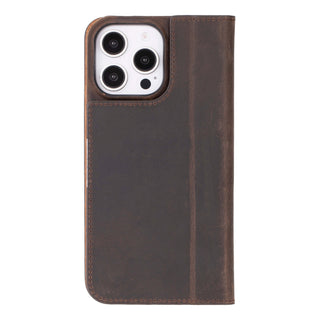 Easton iPhone 16 Pro Max Slim Book Folio Case, Distressed Coffee - BlackBrook Case