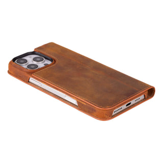 Easton iPhone 16 Pro Max Slim Book Folio Case, Golden Brown - BlackBrook Case