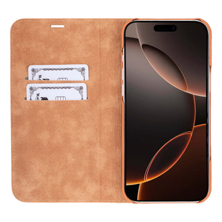 Easton iPhone 16 Pro Max Slim Book Folio Case, Golden Brown - BlackBrook Case