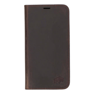 Easton iPhone 16 Pro Slim Book Folio Case, Distressed Coffee - BlackBrook Case