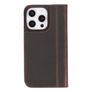 Easton iPhone 16 Pro Slim Book Folio Case, Distressed Coffee - BlackBrook Case