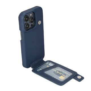 Edmonds Leather Snap - On Flip Wallet Case – iPhone 14 Pro Max (Monaco Blue) - BlackBrook Case