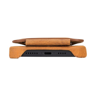 Edmonds Leather Snap - On Flip Wallet Case – iPhone 15 Plus (Golden Brown) - BlackBrook Case