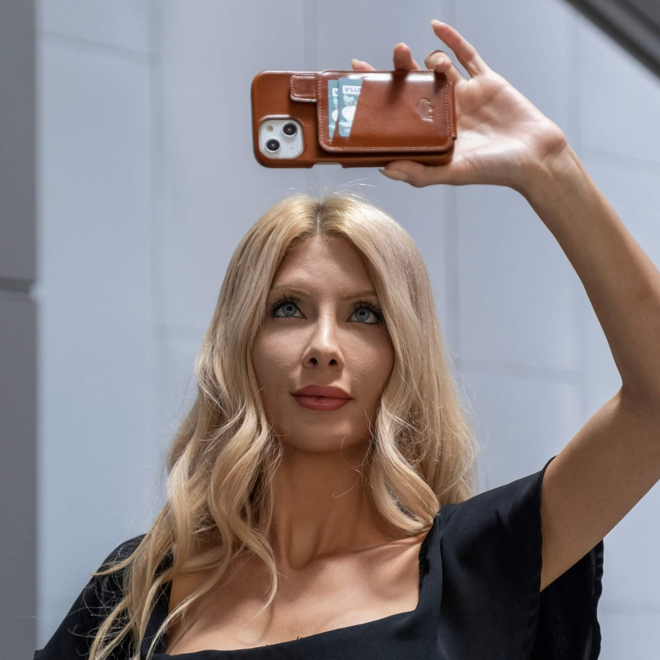 iPhone 14 Pro Handmade Leather SnapOn Flip Wallet Case BlackBrook Case