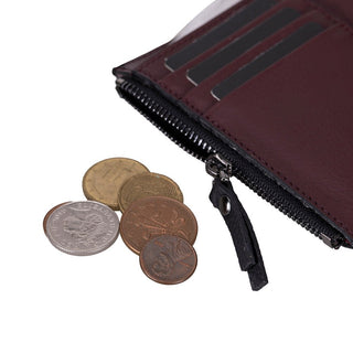 Elba Leather Women's Wallet, Black Bordeaux Band - UnBranded