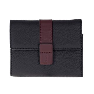 Elba Leather Women's Wallet, Black Bordeaux Band - UnBranded