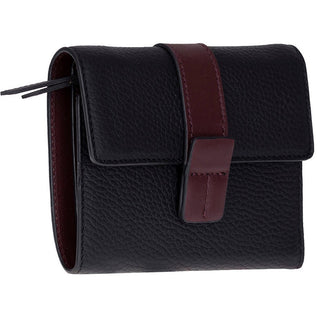 Elba Leather Women's Wallet, Black Bordeaux Band - UnBranded