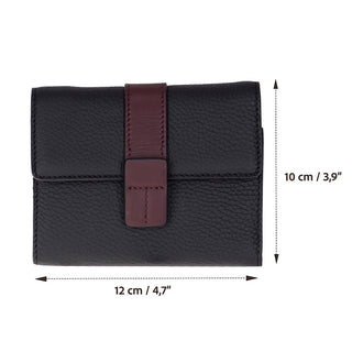 Elba Leather Women's Wallet, Black Bordeaux Band - UnBranded