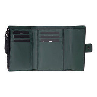Elba Leather Women's Wallet, Black Green Band - UnBranded
