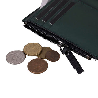 Elba Leather Women's Wallet, Black Green Band - UnBranded