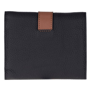 Elba Leather Women's Wallet, Black Tan Band - UnBranded