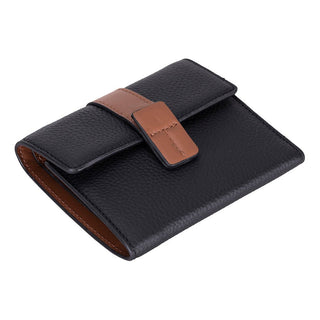 Elba Leather Women's Wallet, Black Tan Band - UnBranded