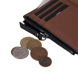 Elba Leather Women's Wallet, Black Tan Band - UnBranded