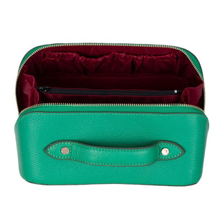 Ella Full‑Grain Leather Makeup Bag, Green - BlackBrook Case