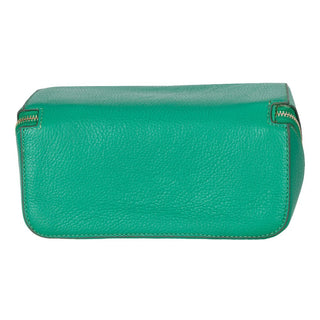 Ella Full‑Grain Leather Makeup Bag, Green - BlackBrook Case