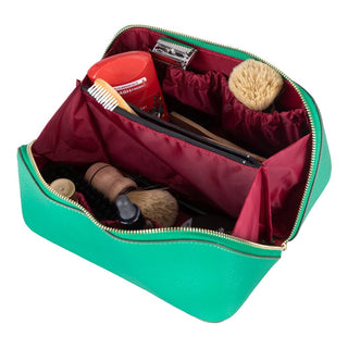Ella Full‑Grain Leather Makeup Bag, Green - BlackBrook Case