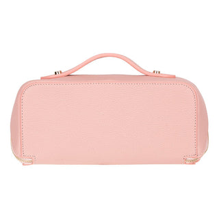 Ella Full‑Grain Leather Makeup Bag, Pink - UnBranded
