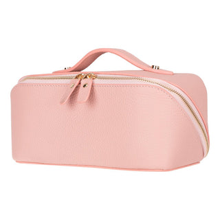 Ella Full‑Grain Leather Makeup Bag, Pink - UnBranded