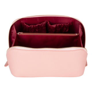 Ella Full‑Grain Leather Makeup Bag, Pink - UnBranded